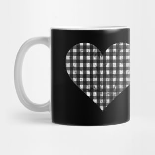 Distressed Black and White Gingham Heart Mug